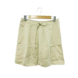 プライベートレーベル Private label スカート 台形 リボン リネン混 麻混 ミニ M ベージュ /YK12 レディース