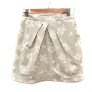ケービーエフプラス KBF＋ アーバンリサーチ 台形スカート ミニ 花柄 F ベージュ 白 ホワイト /MS レディース