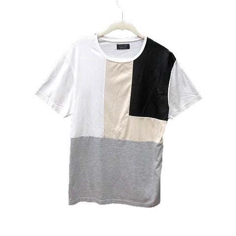 ザラマン ZARA MAN Tシャツ カットソー クルーネック 切替 半袖 M マルチカラー /YK...