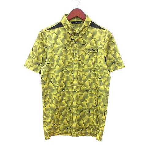 ティゴラ TIGORA ポロシャツ ボタンダウン 総柄 半袖 L 黄色 イエロー /MN メンズ