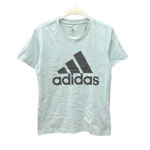 未使用品 アディダス adidas Tシャツ カットソー 半袖 ラウンドネック ロゴプリント S 緑 ミントグリーン /CT レディース