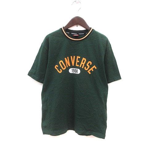 コンバース CONVERSE Tシャツ カットソー クルーネック プリント 半袖 40 緑 グリーン...