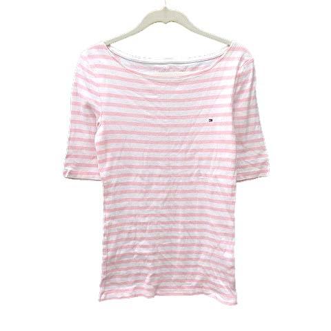 トミーヒルフィガー TOMMY HILFIGER Tシャツ カットソー 五分袖 ボートネック ボーダ...