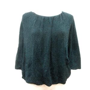 ドレステリア DRESSTERIOR ニット カットソー 長袖 ラメ リボン 緑 グリーン 黒 ブラック /MN レディース