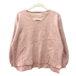 リフラッティ シップス liflattie ships ニット カットソー Vネック 長袖 リブ S ピンクベージュ /MN レディース