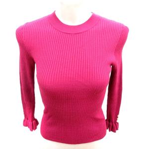 リランドチュール Rirandture ニット カットソー Uネック 長袖 2 XS ショッキングピンク /RT レディース
