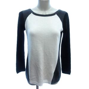 アズールバイマウジー AZUL by moussy ニット セーター ボートネック 切替 長袖 S グレー 白 ホワイト /AU レディース