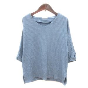 アーバンリサーチ URBAN RESEARCH items カットソー Vネック 長袖 ロールアップ F 水色 ライトブルー /MN レディース