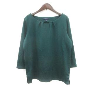 ランズエンド LANDS' END カットソー クルーネック 長袖 L 緑 グリーン /MN レディース