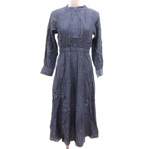 ビス ViS シャツワンピース フレア ロング 長袖 F 紺 ネイビー /YK レディース