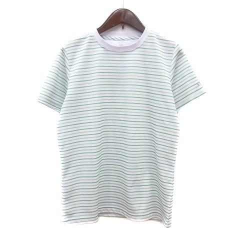 ケースイス K・SWISS カットソー Tシャツ クルーネック ボーダー 半袖 M 緑 グリーン /...