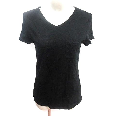 カージュ Khaju カットソー Tシャツ Vネック 半袖 黒 ブラック /AU レディース