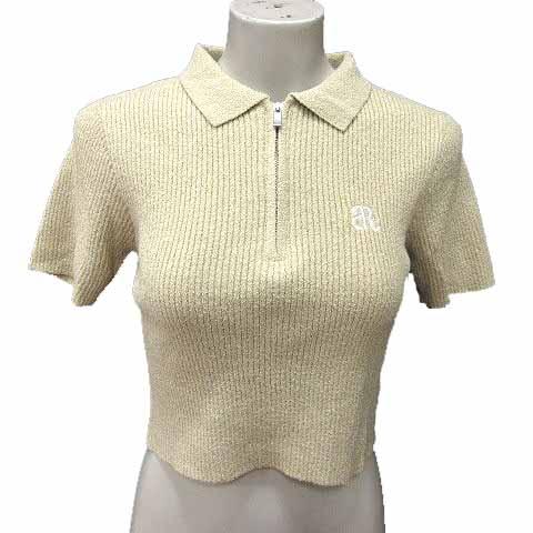 アルシーヴ archives ポロシャツ ニット ハーフジップ ショート丈 半袖 M 黄色 イエロー...