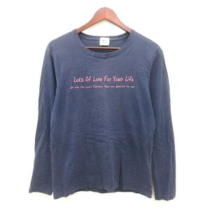 タケオキクチ TAKEO KIKUCHI カットソー Tシャツ クルーネック プリント 長袖 3 L 紫 パープル /MN メンズ