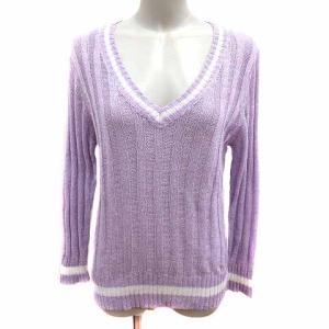 ナイスクラップ NICE CLAUP continuer de NICE CLAUP ニット カットソー Vネック 長袖 紫 パープル /YK ●RY