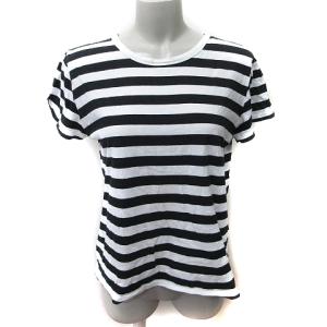 グローバルワーク GLOBAL WORK Tシャツ カットソー ボーダー 半袖 L 白 ホワイト 黒 ブラック /YI レディース