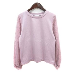 コルザ COLZA カットソー クルーネック レース 長袖 切替 S ピンク /MN ●RY レディース