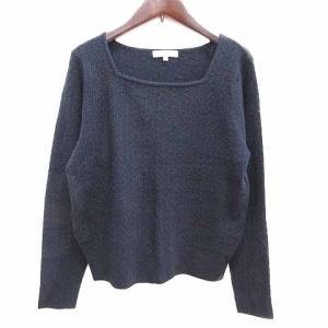 ナチュラルビューティーベーシック NATURAL BEAUTY BASIC ニット セーター スクエアネック 総柄 長袖 M 紺 /YK ●RY レディース