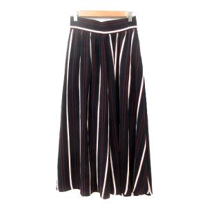 グローバルワーク GLOBAL WORK ワイドパンツ スカンツ ストライプ F 黒 ブラック 赤 レッド /MN レディース