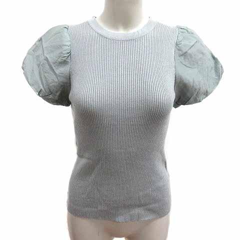 ロペピクニック ROPE Picnic ニット カットソー パフスリーブ 半袖 38 M 緑 ライト...