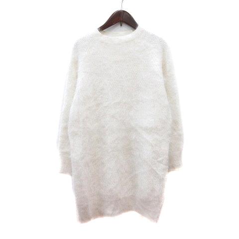 フォンセ FONCE ワンピース ニット ミニ 長袖 シャギー 白 ホワイト /MN レディース