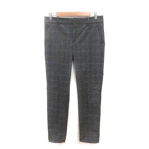 ザラウーマン ZARA WOMAN テーパードパンツ チェック 36 黒 ブラック 茶 ブラウン 白...