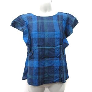 グローバルワーク GLOBAL WORK シャツ ブラウス プルオーバー フレンチスリーブ チェック 麻 リネン M マルチカラー /YI レディース