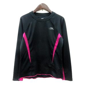 ティゴラ TIGORA スポーツウェア カットソー Tシャツ クルーネック ロゴプリント 長袖 S 黒 ブラック /MN レディース