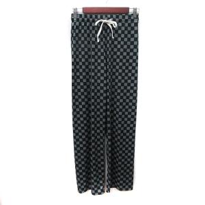ノーブランド ワイドパンツ チェック M-L 黒...の商品画像
