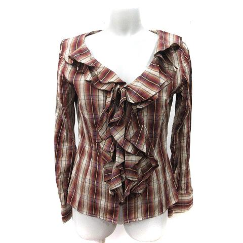 バーゼエヌオボ base e nuovo シャツ ブラウス チェック フリル 長袖 40 L マルチ...