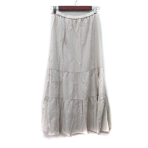 ローリーズファーム LOWRYS FARM フレアスカート ギャザー ロング ティアード F ベージ...