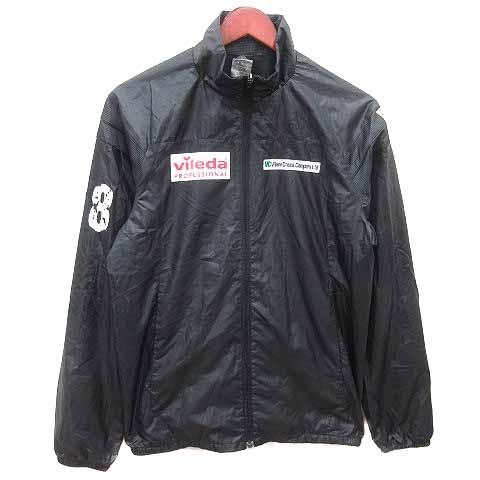 アディダス adidas ジャケット ブルゾン ジップアップ 総裏地 ロゴプリント S 黒 ブラック...