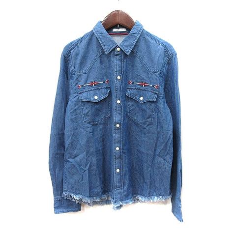 ベイフロー BAYFLOW シャツ 長袖 刺繍 ダメージ加工 3 M〜L 紺 ネイビー /YI メン...