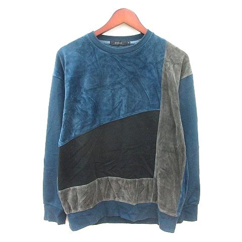 レイジブルー RAGEBLUE トレーナー ベロア 総柄 長袖 切替 M 青 ブルー /MN メンズ