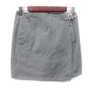 トミーヒルフィガー TOMMY HILFIGER タイトスカート ミニ ストライプ M 黒 ブラック /YI レディース
