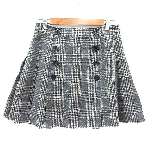 アズノウアズ as know as プリーツスカート ミニ グレンチェック ＊ M 紺 ネイビー ベ...