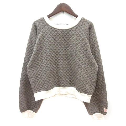 ジャバ JaVa カットソー クルーネック 長袖 キルティング M 茶 ブラウン /MN レディース