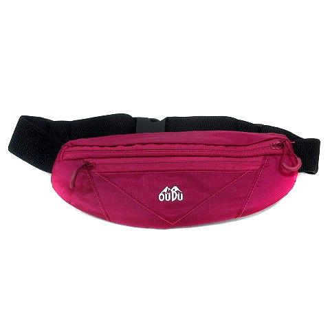 OUDU ボディバッグ ウエストバッグ ナイロン ロゴプリント 赤紫 パープル /MN ●RY レデ...
