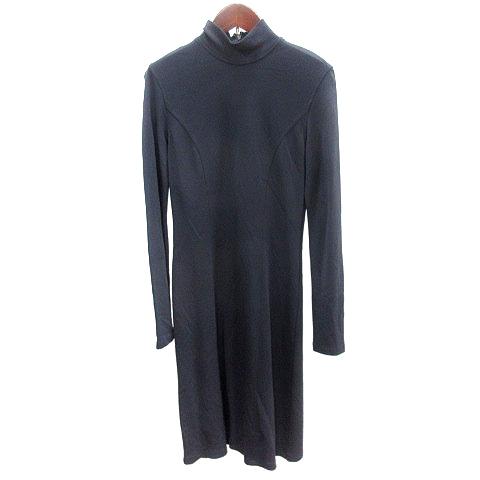 ミッシェルクラン MICHEL KLEIN ワンピース ひざ丈 ハイネック 長袖 38 M 紺 ネイ...