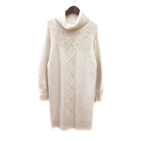 エディットコロン EDIT COLOGNE ワンピース ニット ひざ丈 オフタートル 長袖 ケーブル...