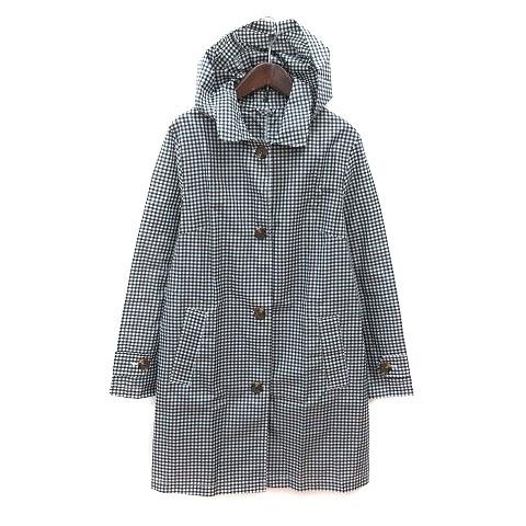 ロペ ROPE レインコート ギンガムチェック フード M 黒 ブラック 白 ホワイト /MS レデ...