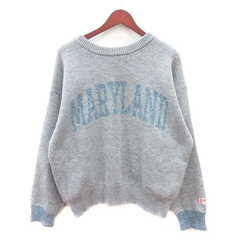 ジャバ JaVa ニット セーター 総柄 長袖 XL グレー 青 ブルー /MN メンズ