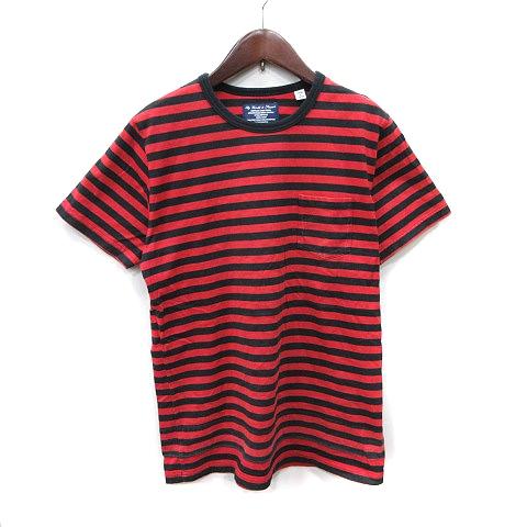 フィデリティ FIDELITY Tシャツ カットソー ボーダー 半袖 M 赤 レッド 黒 ブラック ...