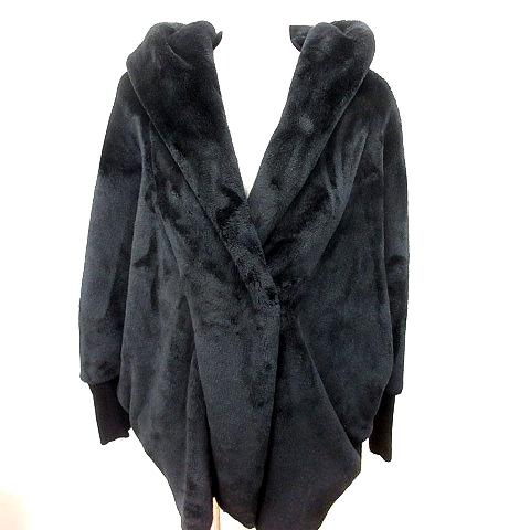 エモダ EMODA ボアコート 長袖 フード付 F 黒 ブラック /RT レディース