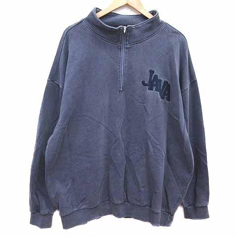 ジャバ JaVa トレーナー プルオーバー ハーフジップ 長袖 XL 紺 ネイビー /YK メンズ