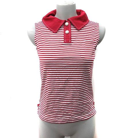 キャラオクルス CARA O CRUZ ポロシャツ ボーダー ノースリーブ 9 M 赤 レッド 白 ...