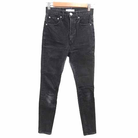 マウジー MOUSSY デニムパンツ ジーンズ スキニー 24 S 黒 ブラック /YK レディース