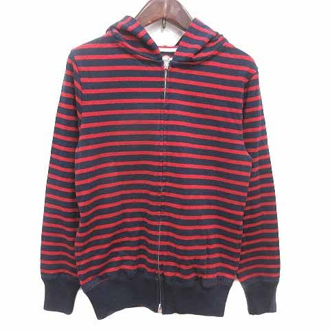 未使用品 サンテテ Saintete パーカー ジップアップ ボーダー 長袖 0 XS 紺 ネイビー...