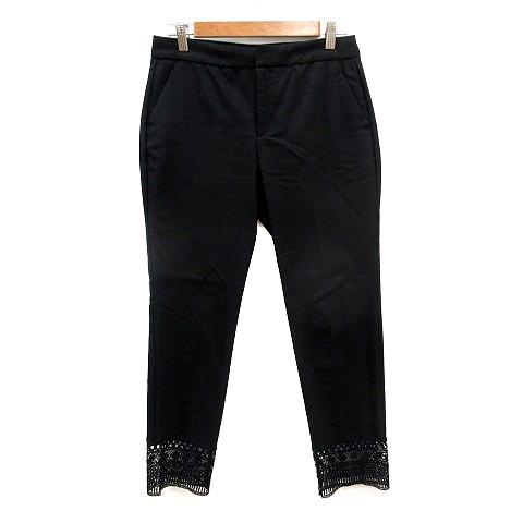 ザラ ベーシック ZARA BASIC テーパードパンツ スラックス レース 切替 S 黒 ブラック...