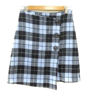 ジルスチュアート JILL STUART フレアスカート ミニ チェック 2 M 水色 ライトブルー /MN レディース